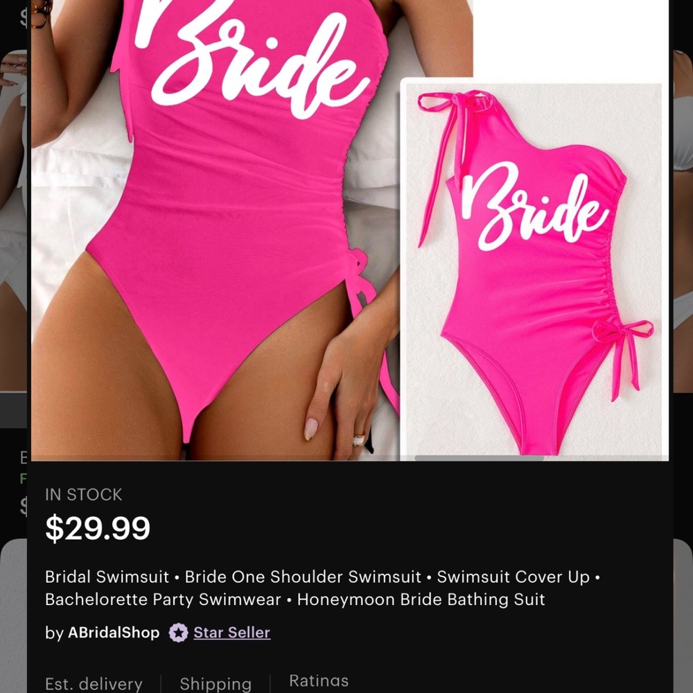 Pink One-Shoulder Bride Swimsuit - size L (NWT)